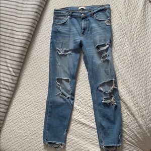 Distressed boyfriend jeans